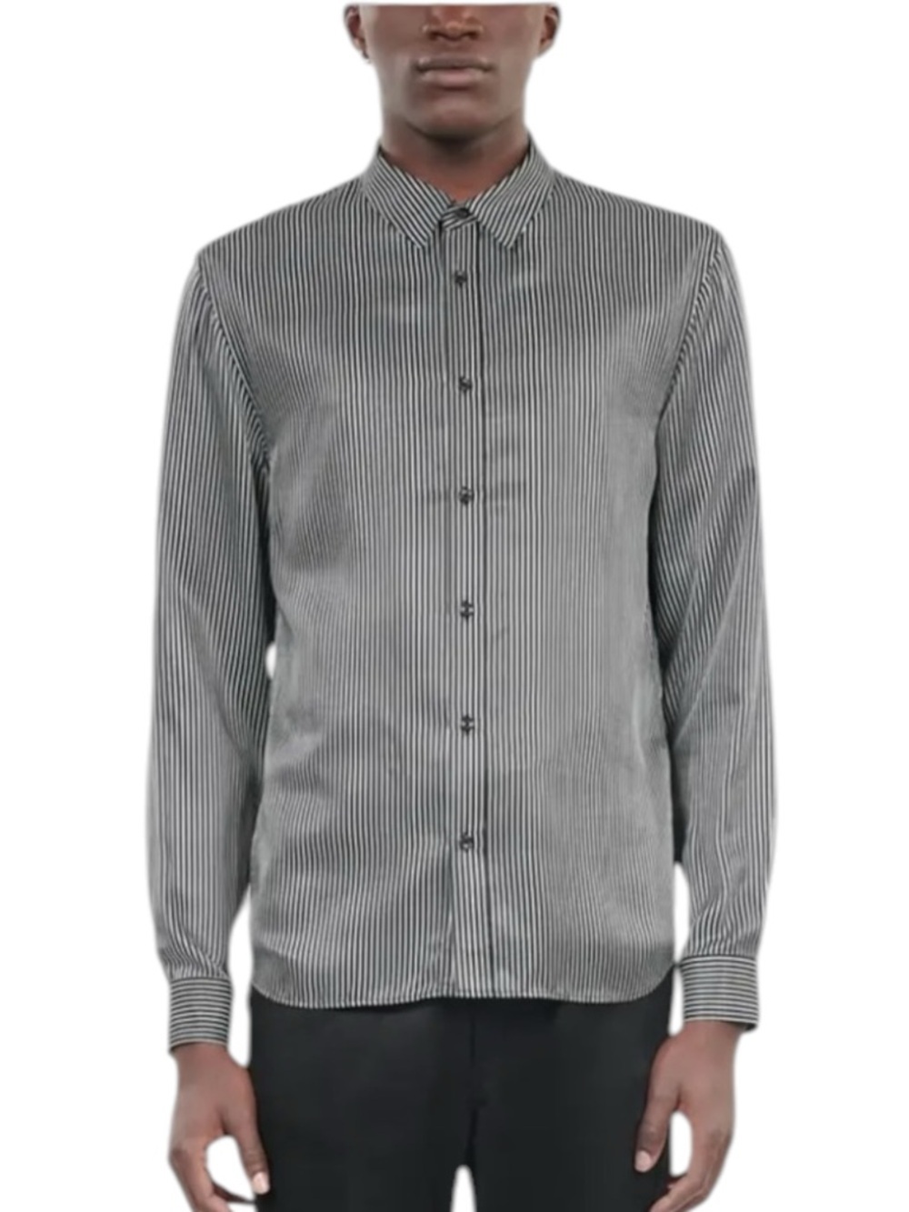 🌻NEW w.tag The Kooples Stripe Fitted Button Down Shirt In Black/White Size XL